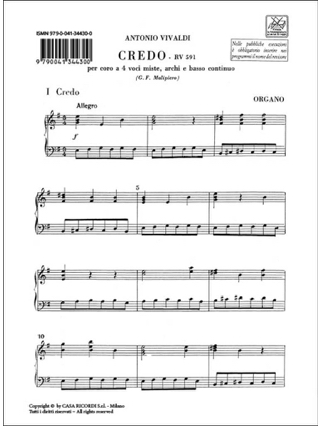 Credo RV 591 - VIVALDI - Partition - Matériels d'orchestre